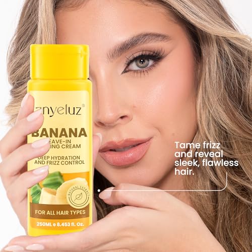 ANYELUZ Banana Leave-In Cream for Frizz Control, 8.4 Oz