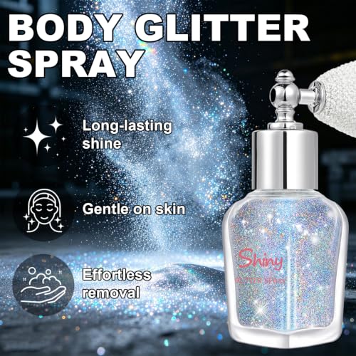 Body Glitter Spray – Rainbow Holographic Shimmer Powder