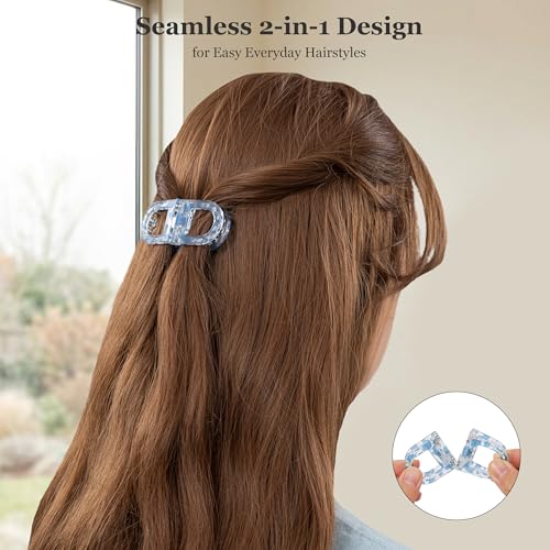 Sunolga Magnetic No-Slip Hair Clips 2PCS Black & Black Leopard - Strong Hold, Decorative Hair Accessories
