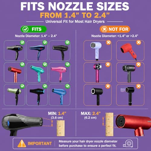 Universal Hair Dryer Diffuser Attachment for Curly & Wavy Hair (1.4"-2.4")