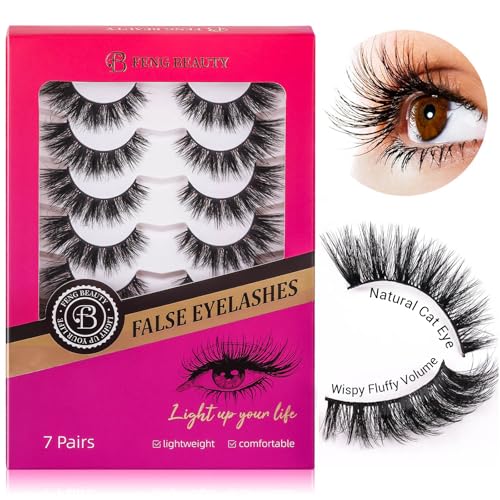 Cat Eye Lashes - Fluffy Volume False Lashes, 7 Pairs Reusable