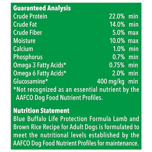 BLUE BUFFALO Life Protection Formula Adult Dry Dog Food, Helps Build and Maintain Strong Muscles, Made with Natural Ingredients, Lamb & Brown Rice Recipe, 24-lb. Bag