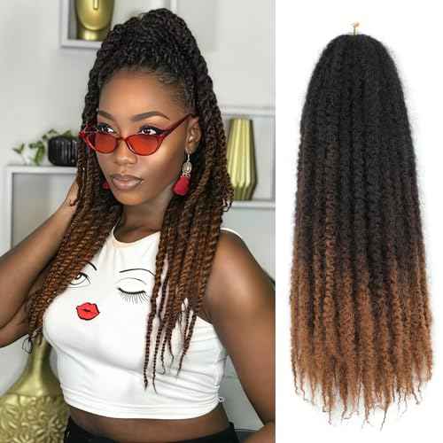 Marley Twist Braiding Hair 24 Inch Marley Hair Long Cuban Twist Hair 8 Packs Afro Kinky Curly Twist Crochet Hair Marley Twist Hair Extension (24 Inch, 1B/4/30)