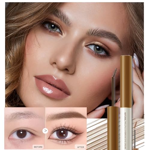 2 Pcs Tinted Eyebrow Cream,Ultra-Fine Brush Tinted Brow Gel Waterproof Long Wear Eye Brow Mascara Transfer-proof Natural Brow Makeup without Clumping, Light Brown