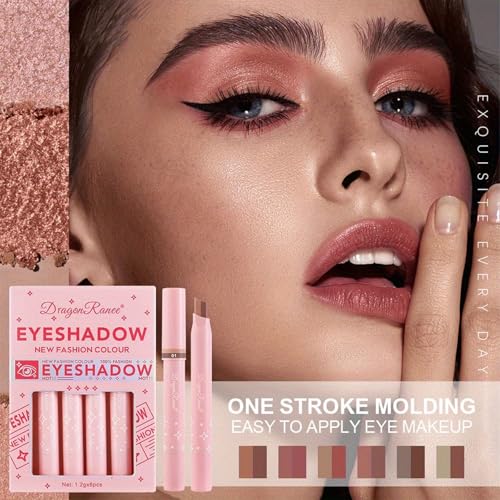 6-Piece Glitter Eyeshadow Stick Set - Waterproof Two-Color Gradient