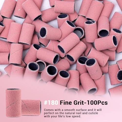 MelodySusie 100 Pcs Nail Drill Bits #180 Grit Sanding Bands