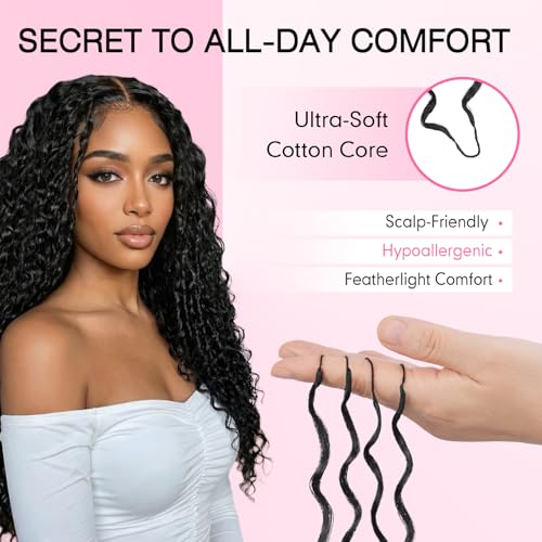 Flvaco 14" Deep Wave Feather Crochet Hair 50 Strands - 1B