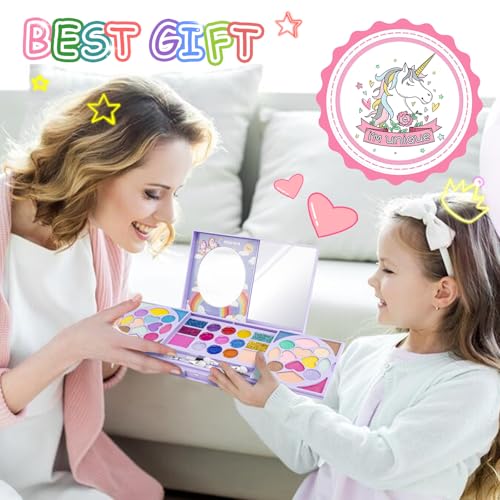 Kids Makeup Kit for Girls Washable Cosmetic Set with 36 Eyeshadows & Lip Glosses