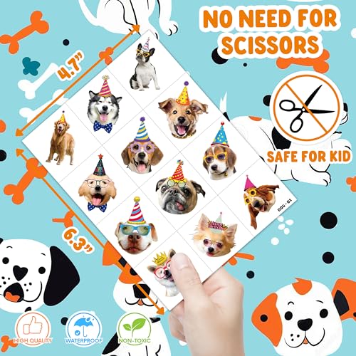 96 Piece Dog Temporary Tattoos for Kids Party Favors