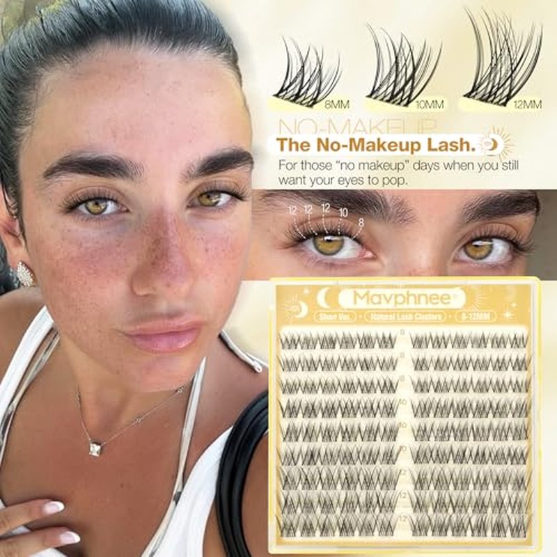 8-12MM Natural Cluster Lashes Clear Band Wispy Eyelash Extensions