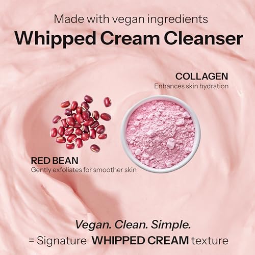 Whipped Facial Cleanser with Collagen & Red Bean ? Gentle Exfoliating, Hydrating & Brightening for Smooth Skin ? Dermatologist Tested, Anti-Aging, Korean Skin Care ? Clean Beauty ? 4.4 Oz