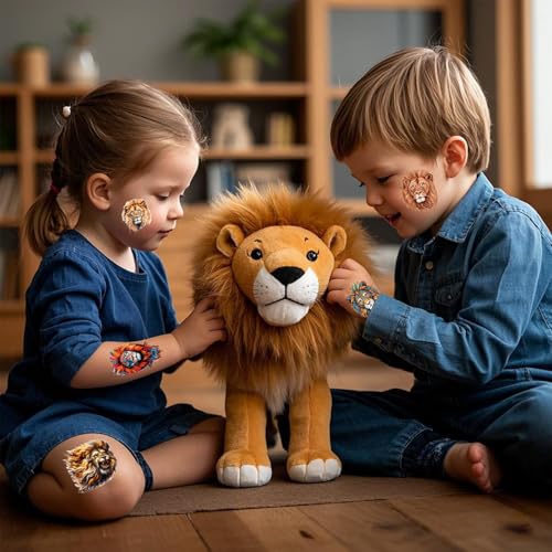 Lion Temporary Tattoo Stickers for Kids, 8 Sheets