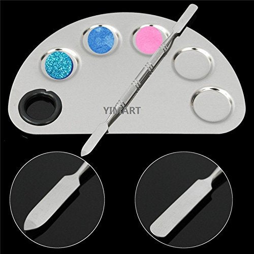 Stainless Steel Makeup Palette with 5 Wells & Spatula