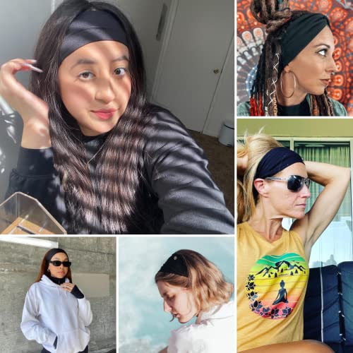 Black Cotton Stretch Headbands for Women (6-Pack)