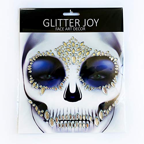Day of the Dead Face Jewels Tattoo Stickers, Rhinestone Skull Gems