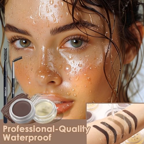 UCANBE Waterproof Eyebrow Gel & Pomade Kit with 2 Dual-Ended Brushes