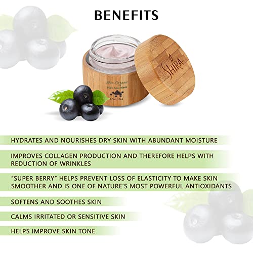 Shira Shir-Organic Pure Acai Facial Mask For Nourished Smoother and Radiant Skin With Organic Anti-Aging Formula Leaves Skin Hydrated Helpful for Sensitve Skin. (50 ML)