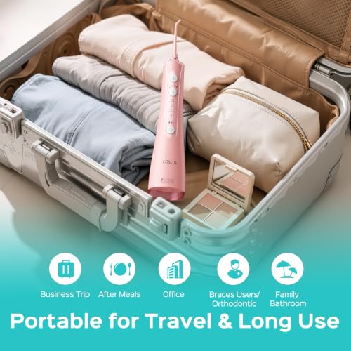 COSLUS ADA Accepted Pink Water Dental Flosser 4 Modes 5 Intensity Levels
