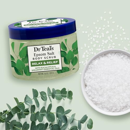 Dr Teal's Epsom Salt Body Scrub, Eucalyptus & Spearmint, 16 oz (Pack of 3)