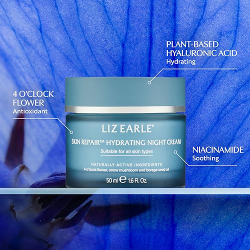 Liz Earle Skin Repair Hydrating Night Cream - Deeply Replenishing Face Moisturizer to Help Reduce Signs of Fatigue and Boost Hydration - Enriched with Plant-Based Hyaluronic Acid & Niacinamide (50 ml)