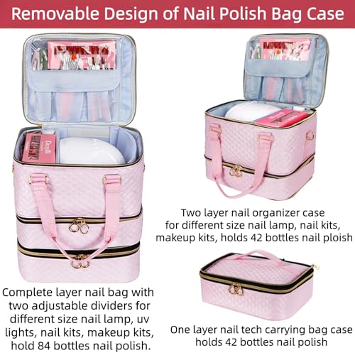 Nail Polish Organizer Bag - Holds 84 Bottles, 3-Layer Storage Case