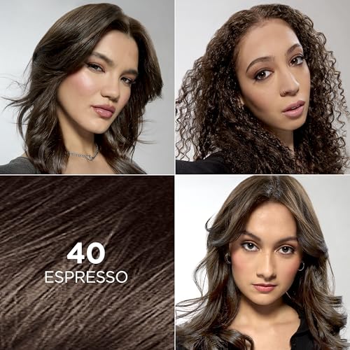 L'Oreal Paris Feria Multi-Faceted Shimmering Permanent Hair Color, 40 Espresso, Pack of 2, Hair Dye