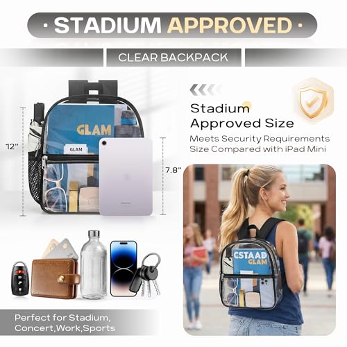 Oraben Stadium Approved Clear Backpack 12x6x11 inch