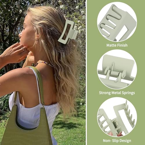 Square Hair Clips 3.5 Inch Medium Claw Clips 6 Pack