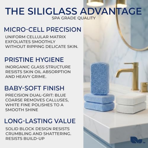 Earth & I Pumice Stone for Feet - Siliglass Foot Callus Remover (6-Pack)