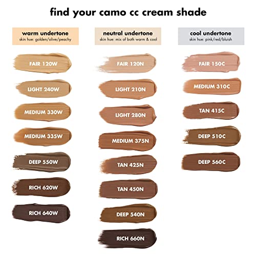 e.l.f. Camo CC Cream, Color Correcting Medium-To-Full Coverage Foundation with SPF 30, Medium 330 W, 1.05 Oz (30g)