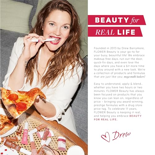 FLOWER BEAUTY By Drew Barrymore Petal Pout Lip Mask - Hydrating + Moisturizes Lips - Mango + Cocoa Butter - Lip Tint - Natural Color + Semi-Glossy Finish (Nectar)