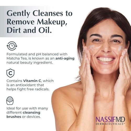NassifMD Pure Hydration Facial Cleanser, Matcha Cleanser, Hydrating Face Cleanser with Matcha Hemp, Hydrating Cleanser