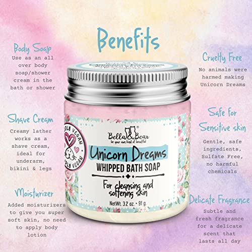 Bella & Bear Unicorn Dreams Whipped Bath Soap - Travel Size 3.2oz