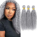 Fridnae Silver Grey Curly Wave Human Hair Bundles - 150G
