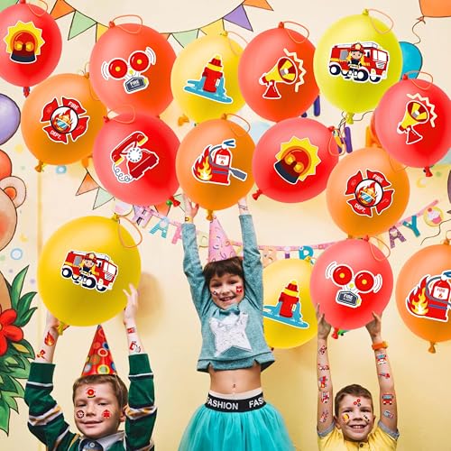Firefighter Party Favors Set - 72 Pc with Balloons & Tattoos