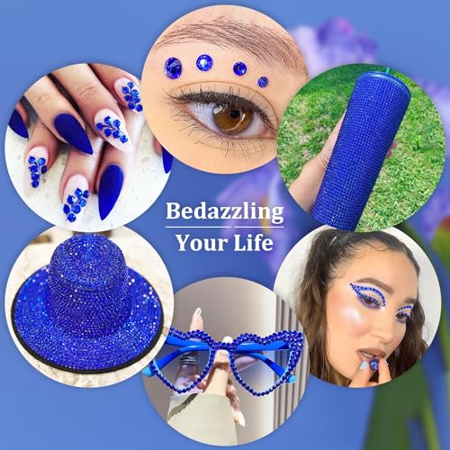 Resin Rhinestones for Crafting, 1 Box Royal Blue Flatback Crystals for Bedazzling Crafts DIY Nail Art Deco, Non Hotfix Bulk Gems Charms for Tumbler Shoes Clothing Fabric Face Makeup Manicure