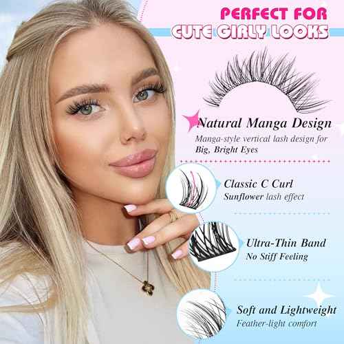 Wispy Lash Clusters Natural Lashes Clusters C Curl Eyelash Clusters Pesta?as Postizas Naturales Anime Cluster Eyelash Extensions 10-16mm DIY False Eyelashes 144Pcs Individual Lashes