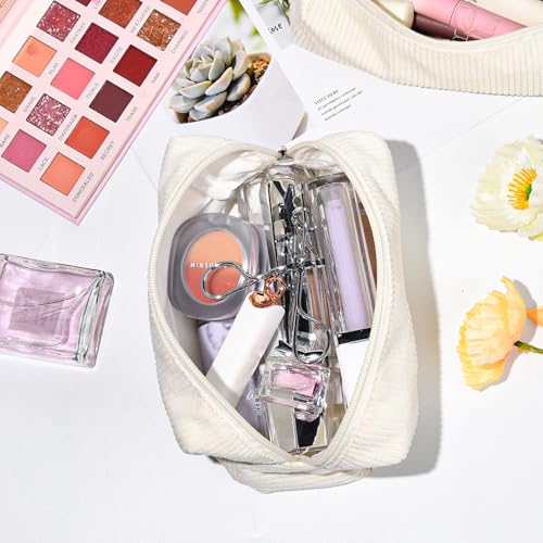 6-Pack Corduroy Bridesmaid Makeup Bags - Beige Wedding & Bachelorette Favors