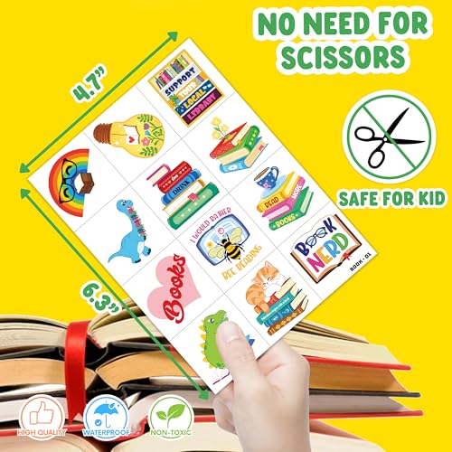 120 PCS Reading Temporary Tattoos for Kids | Book Lover Party Favors