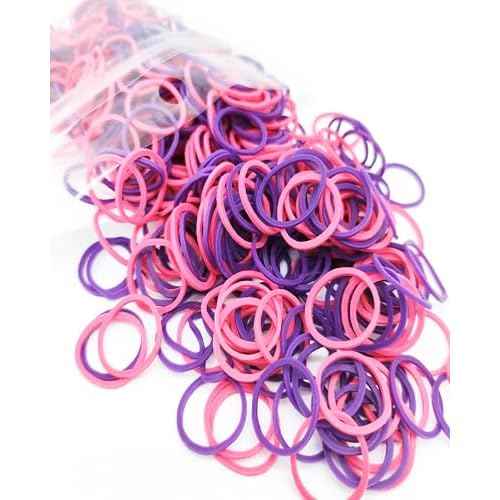 Much Rubber bands,Hair Ties,Multipurpose Elastic Bands for Hairdos,Ponytail Holders,Braids,Soft and springy,Small Size 5/8''(Assorted Colors, 600 Count) (Purple+Pink)