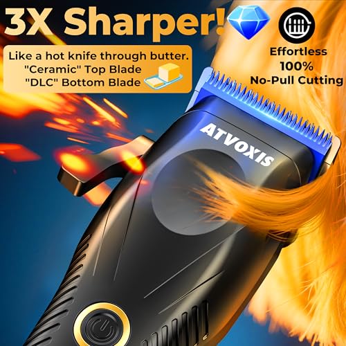 Metal Body 9000 RPM Brushless Motor Professional Hair Clippers for Men: Cordless Barber Clipper with DLC Blades LED Display Fast Charging Stand Travel Pouch Maquina para Cortar Pelo De Hombre