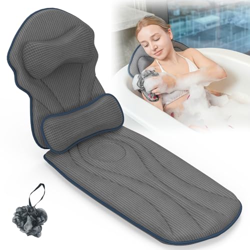Full Body Bath Pillow with Lumbar Support & 12 Suction Cups