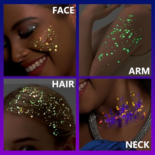 Teenitor Glow in Dark Body Glitter Gel - 24 Colors