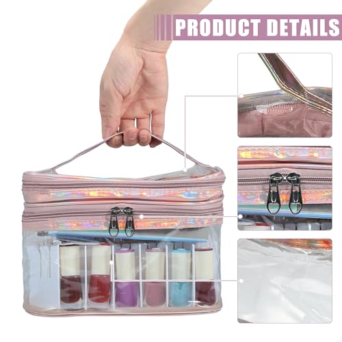 VOCOSTE Nail Bag - Pink Carrying Case for 35 Bottles, Art Organizer & Travel Storage