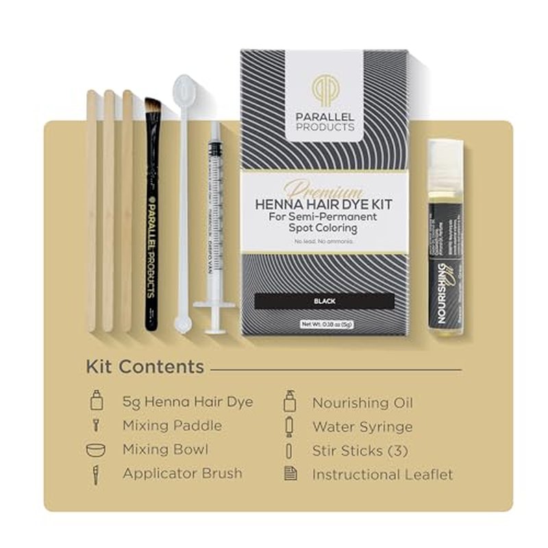 Premium Henna Hair Dye Kit for Spot Coloring - 5g Black