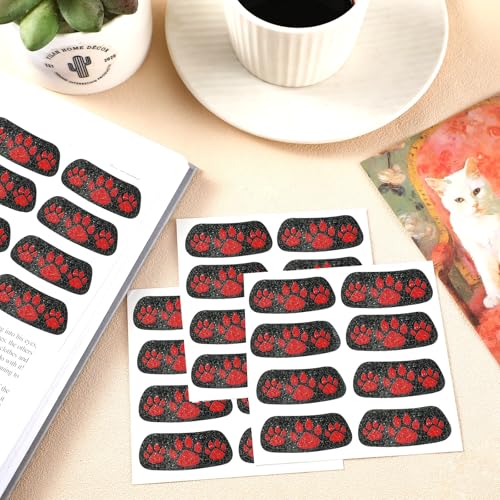 Blulu 24 Pairs Glitter Paw Eye Black Temporary Tattoos