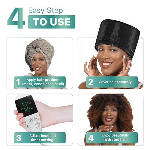 Granteva 65W Hair Steamer Cap - 50+ Heat Settings for Deep Conditioning