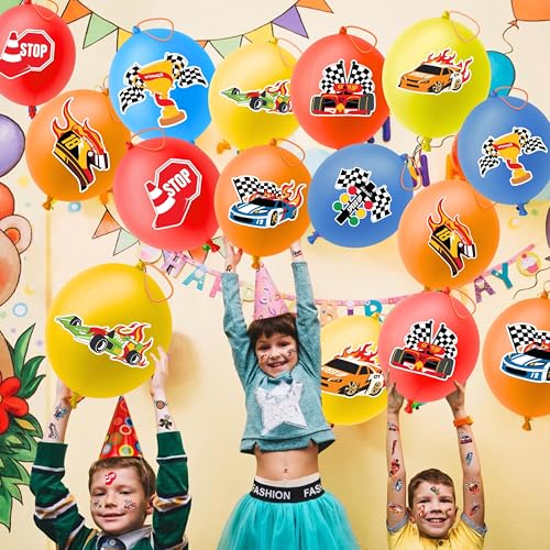72-Piece Race Car Party Favors Pack | 24 Balloons & 48 Tattoos
