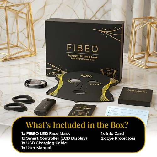 FIBEO LED Red & Near-Infrared Light Therapy Mask for Skin, 3 Modes, 324 LEDs