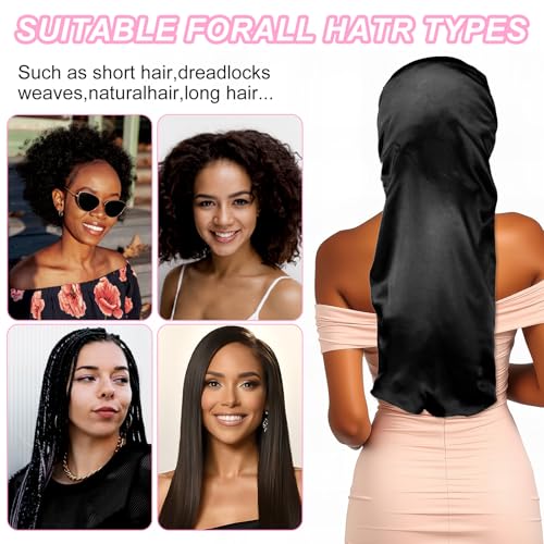 Abeillo Large Silk Bonnet for Women - Satin Hair Cap with Tie Band